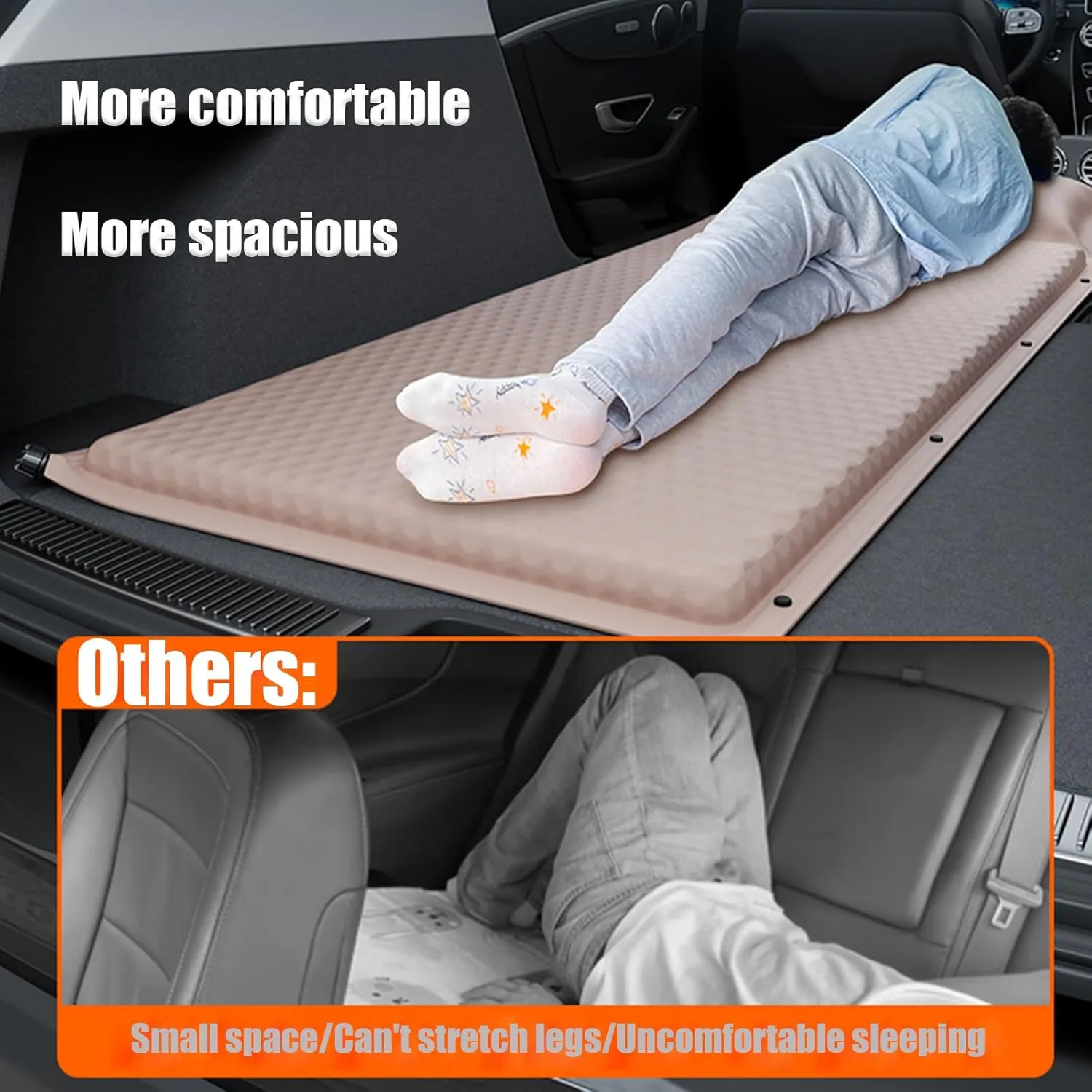 Car Air Mattress Foldable for Audi A4 B9 Allroad Wagon 2016-2024, Back Seat Camping Bed Breathable Airbed Auto-Inflation Without Air Pump SUV Portable Sleeping Pad,Black Single