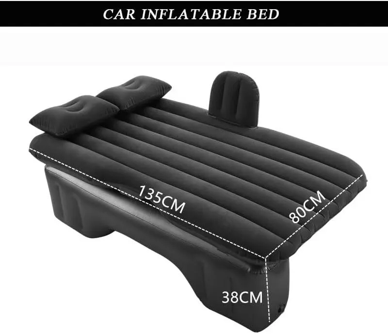 Car Air Mattress for BYD Han EV 2020–2025, Inflatable Back Seat Sleeping Pad with Pump & 2 Pillows, Folding Portable Camping Bed for Travel& Road Trips,Black