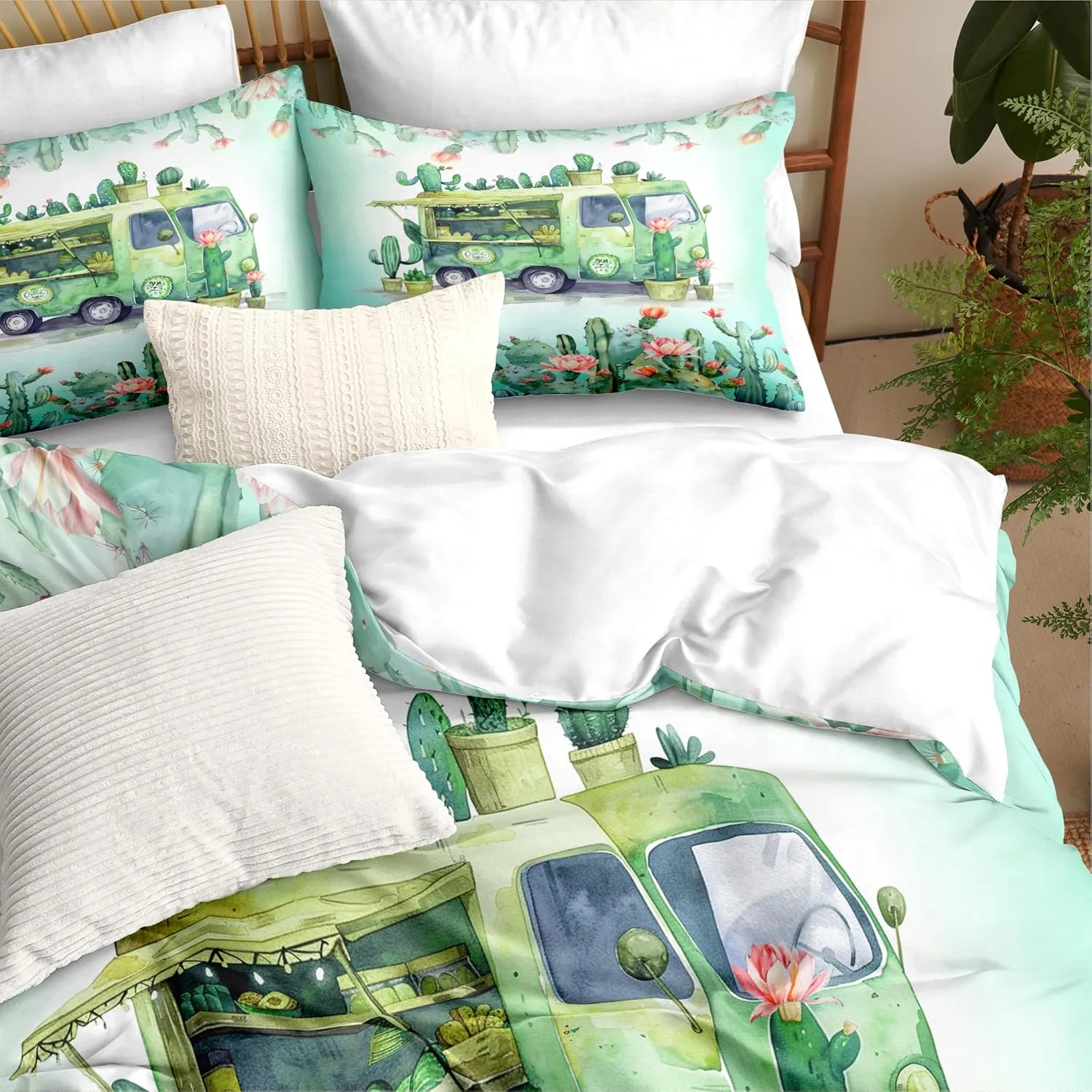 Car Camping Comforter Set Queen, 3pcs Rv Soft Bedding Set for Women Girls, Lightweight Down Alternative Comforter with 2 Matching Pillowcases/Great Bedroom Decor (90" X 90")
