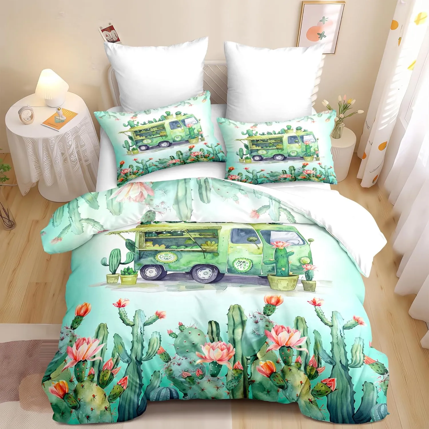 Car Camping Comforter Set Queen, 3pcs Rv Soft Bedding Set for Women Girls, Lightweight Down Alternative Comforter with 2 Matching Pillowcases/Great Bedroom Decor (90" X 90")