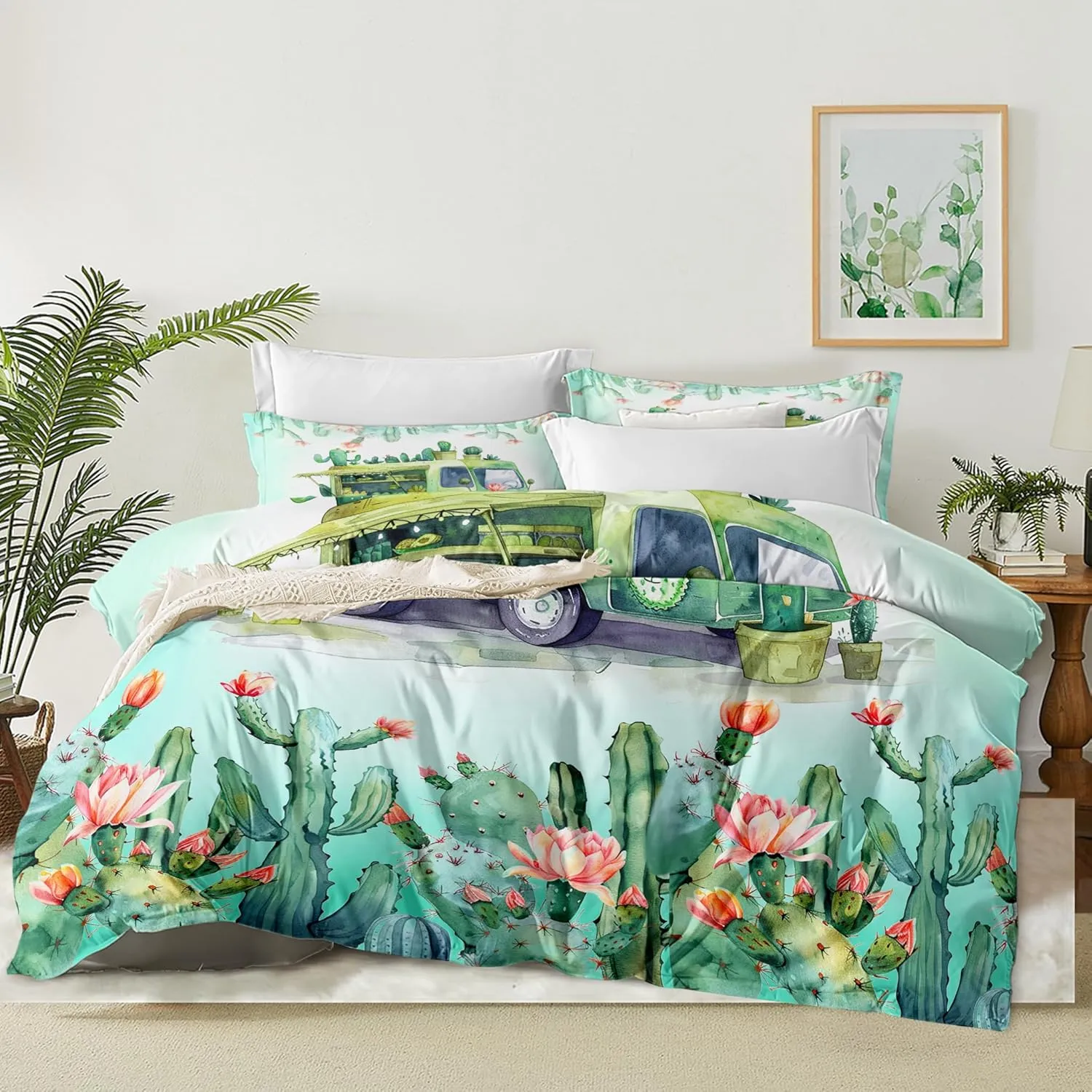 Car Camping Comforter Set Queen, 3pcs Rv Soft Bedding Set for Women Girls, Lightweight Down Alternative Comforter with 2 Matching Pillowcases/Great Bedroom Decor (90" X 90")