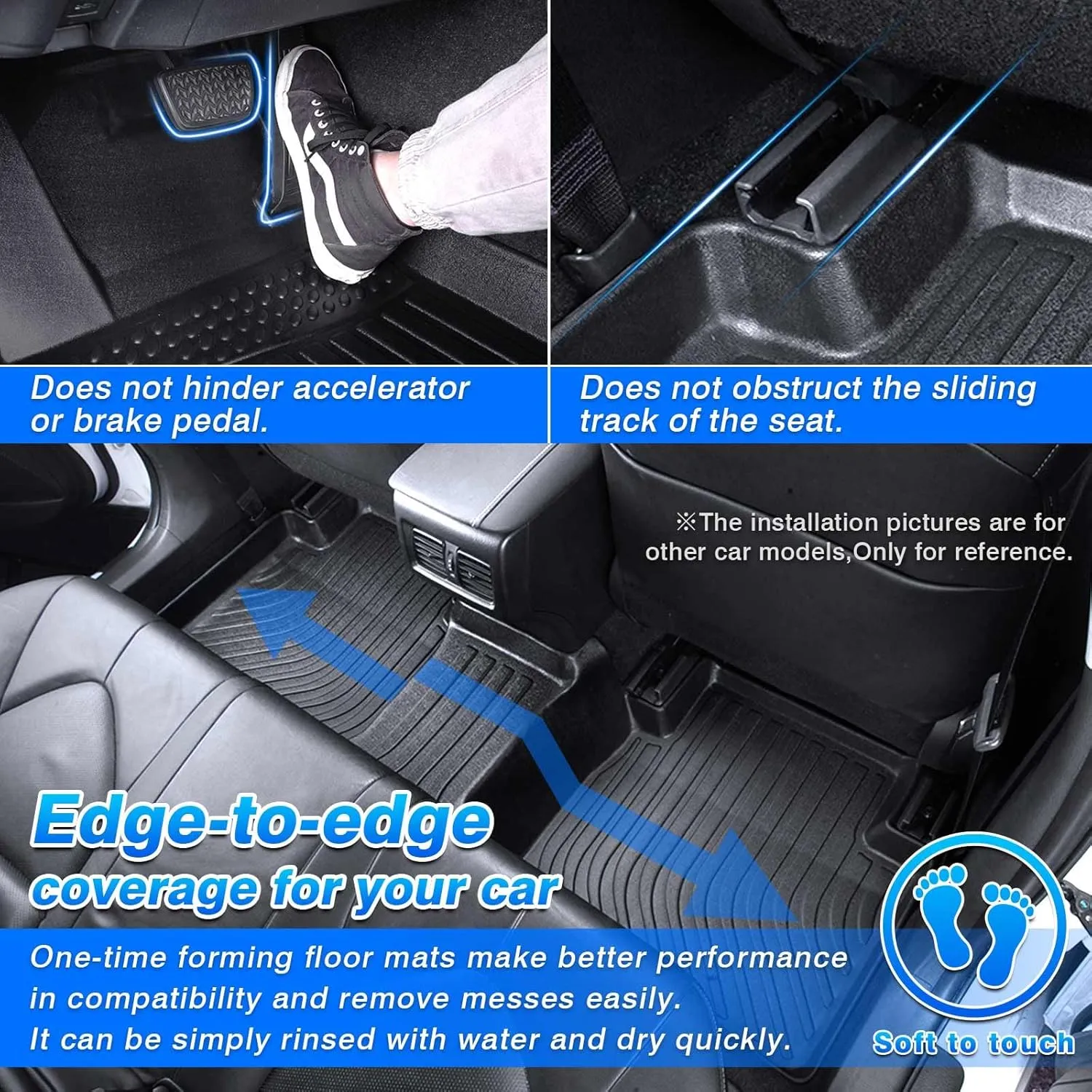 Cartist Floor Mats Fit for Jeep Compass 2017-2024 2025, All Weather Floor Mats for Compass Accessories, Front & 2nd Row TPE Waterproof