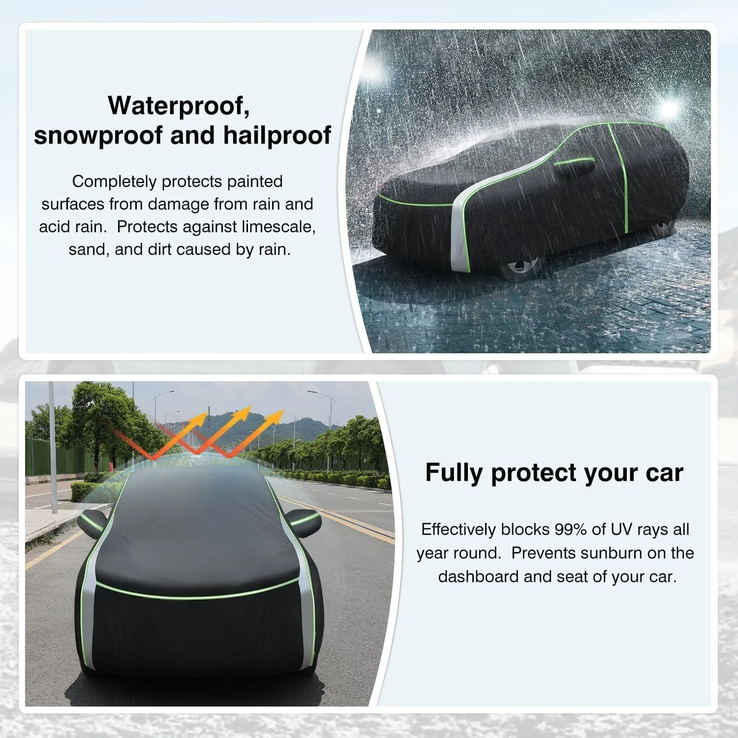 Cartist Full Car Cover Fits for Jeep Compass 2007-2023 2024 2025 Accessories All Weather Car Covers Outdoor Waterproof UV Protection with Zipper & Reflective Safety Strips