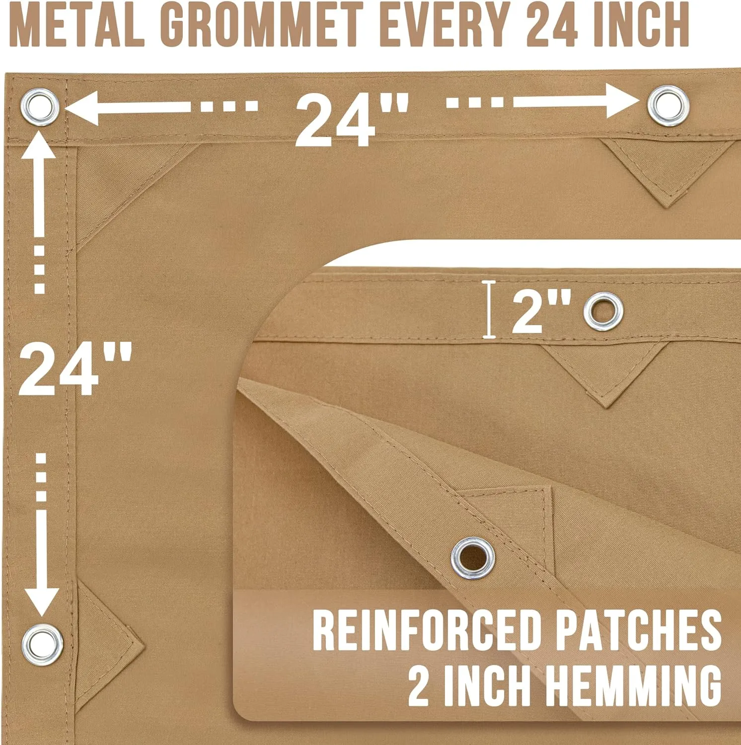 CARTMAN Finished Size 16x20 Feet Tan Canvas Tarp with Rustproof Grommets, Heavy Duty Multipurpose Tarpaulin Cover for Canopy Tent, Roof, Camping, Woodpile