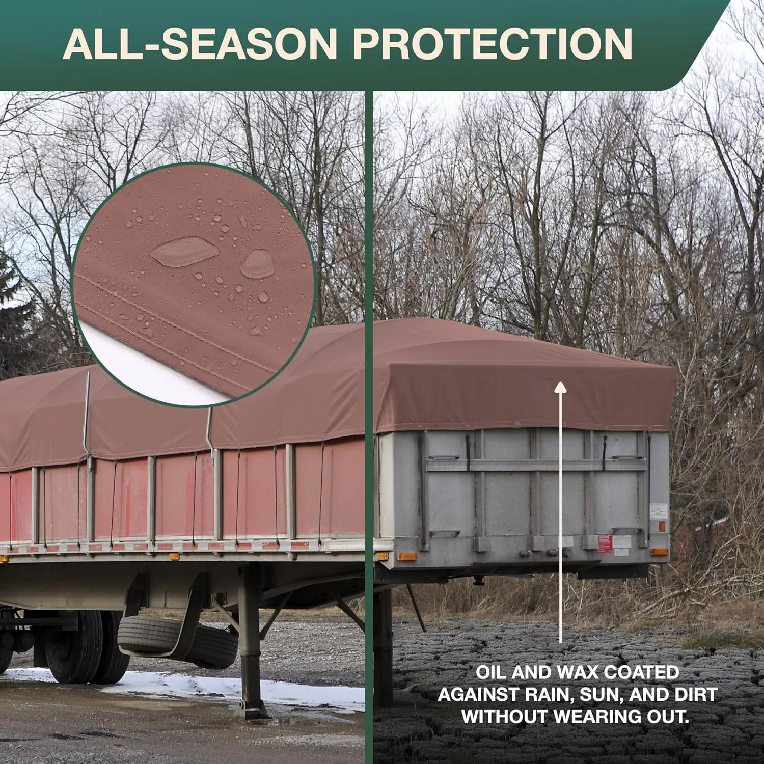 CCS Waterproof Canvas Tarp Cover – Heavy Duty Duck Cloth, Waxed Canvas Tarpaulin with Rustproof Brass Grommets for Camping, Construction, Equipment & Outdoor Use (Brown, 6x8 Ft)