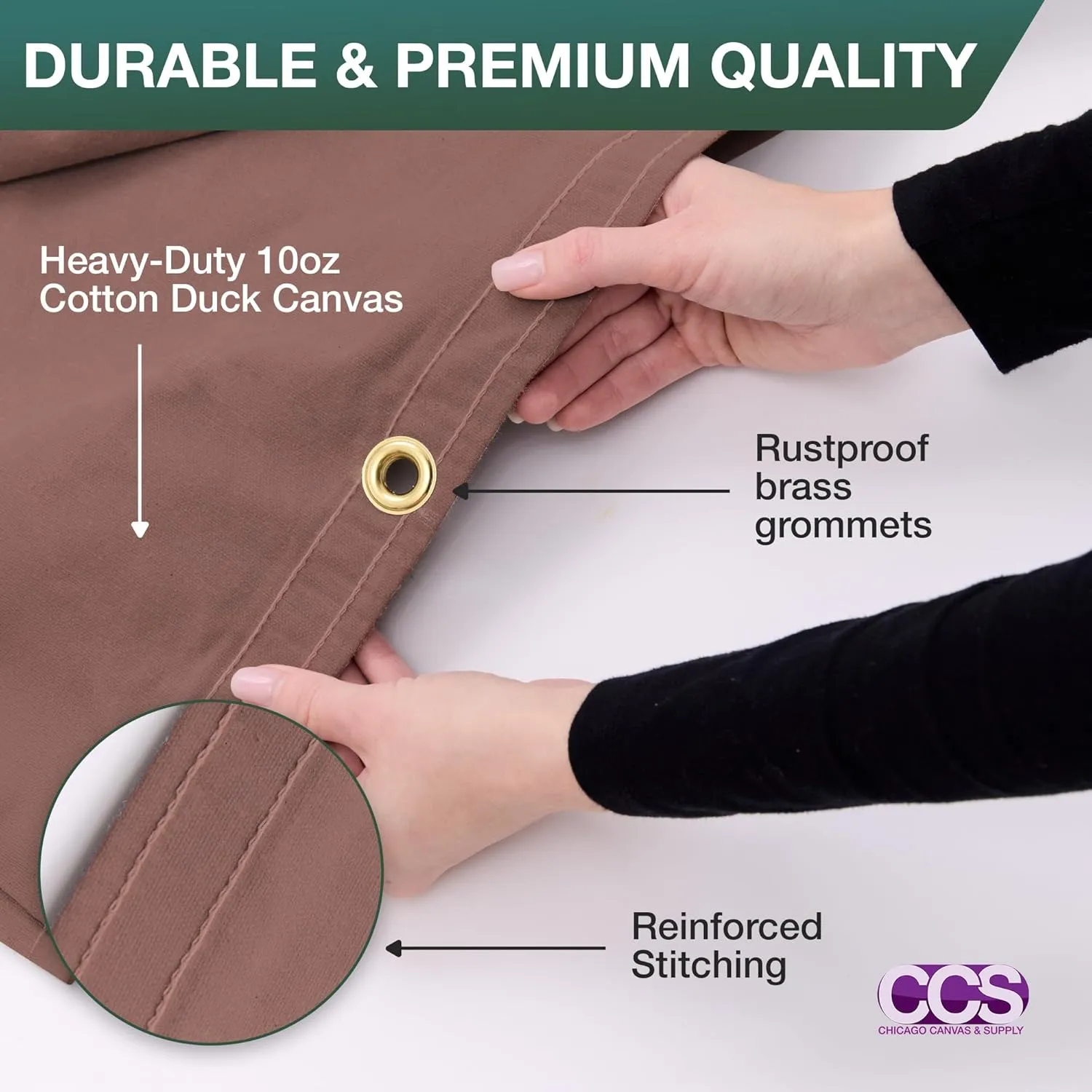 CCS Waterproof Canvas Tarp Cover – Heavy Duty Duck Cloth, Waxed Canvas Tarpaulin with Rustproof Brass Grommets for Camping, Construction, Equipment & Outdoor Use (Brown, 6x8 Ft)