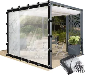 CghhDY Outdoor Waterproof Curtains Clear Vinyl Tarp, Plastic Transparent Side Panels with Grommets, Waterproof, Windproof, for Porches, Pergola, Hut, Gazebo (Color : Clear, Size : 8' x 10')