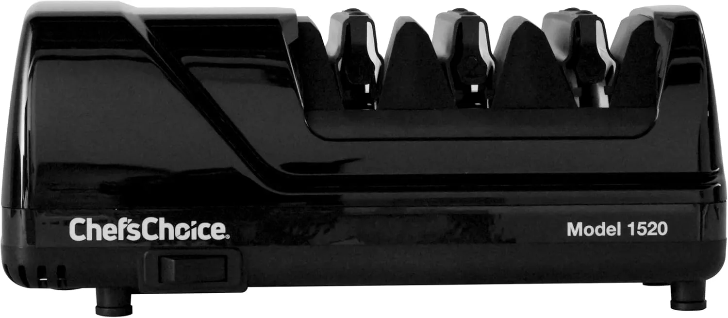 Chef’sChoice Professional Electric Knife Sharpeners AngleSelect for 15- and 20-Degree Straight-Edge and Serrated Knives with Diamond Abrasives & Precision Angle Control, 2-Stage, Black