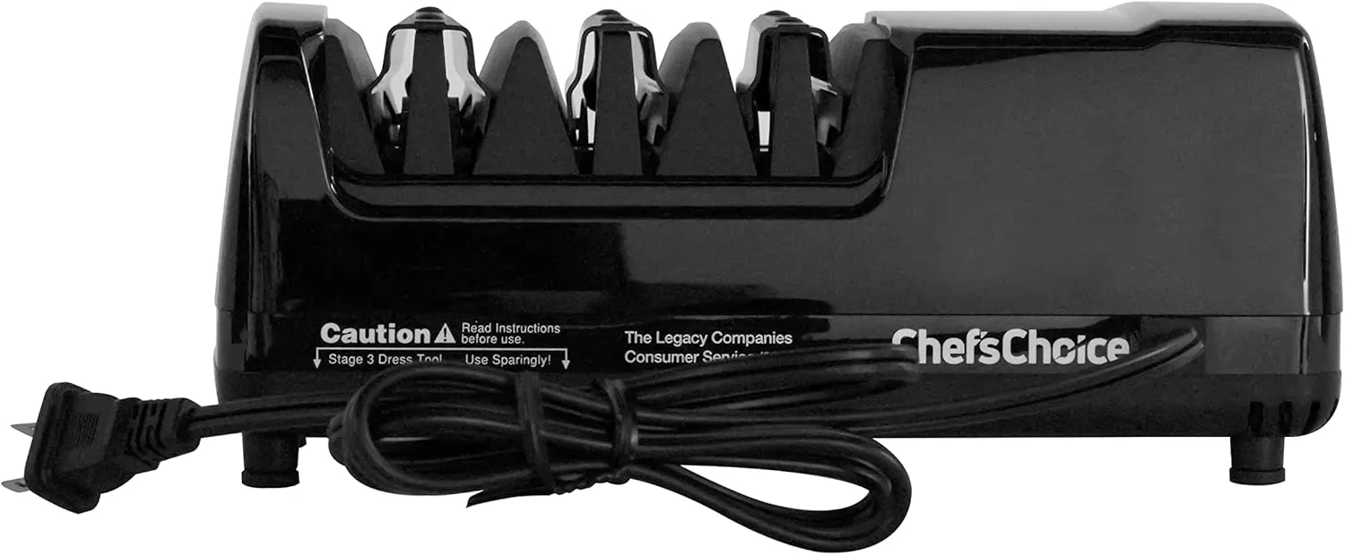 Chef’sChoice Professional Electric Knife Sharpeners AngleSelect for 15- and 20-Degree Straight-Edge and Serrated Knives with Diamond Abrasives & Precision Angle Control, 2-Stage, Black