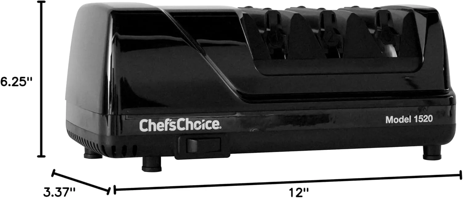 Chef’sChoice Professional Electric Knife Sharpeners AngleSelect for 15- and 20-Degree Straight-Edge and Serrated Knives with Diamond Abrasives & Precision Angle Control, 2-Stage, Black