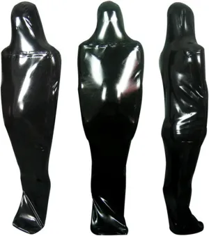 Chest Entry Black Latex Sleeping Bag Chest Zipper Tight Body Bag Rubber Sleep Sack Open Nose Holes