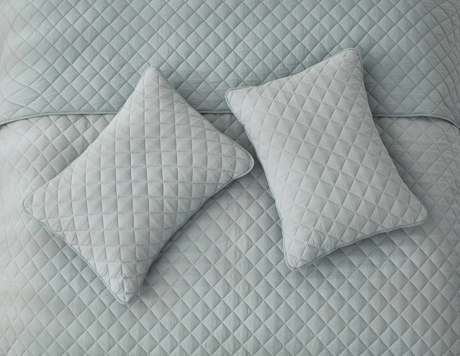 Chezmoi Collection 3-Piece Cotton Gauze King Quilt Set, Light Blue-Gray Soft Washed Cotton Gauze Bedspread, Lightweight Breathable Reversible 180GSM Fill for All Season
