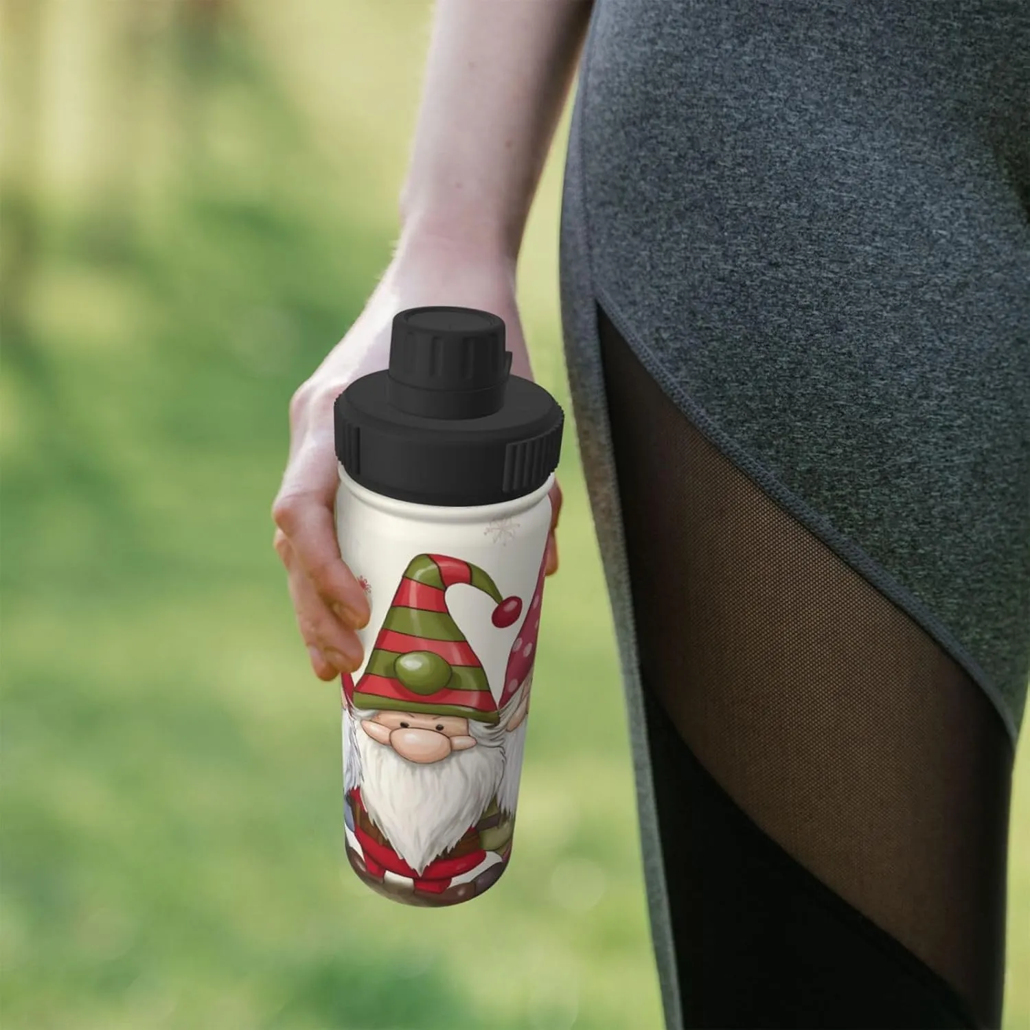 Christmas Gnomes 18 oz Stainless Steel Water Bottles Insulated Sports Water Bottle with Spout Lid, Snow Winter Double Wall Travel Water Flask for Men Women