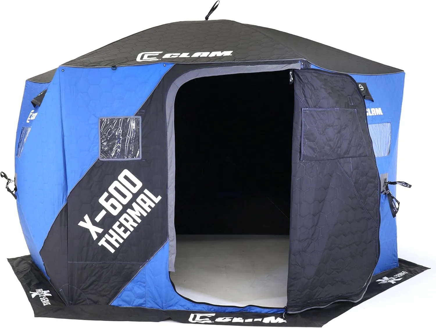 CLAM Portable Fishing Angler Thermal Hub Shelter Tent with Anchor Straps, Carrying Bag