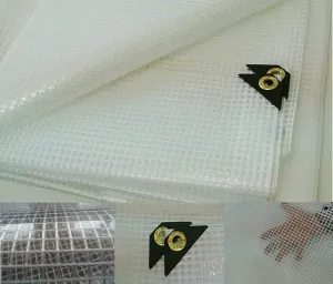 Clear Heavy Duty Clear See-Through Tarp Fiber Reinforced (14 Mil Poly Tarp) (14' X 14')
