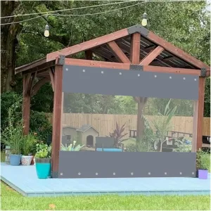 Clear Pergola Side Panels Outdoor Patio Tarpaulin Curtains Greenhouse Tarp, for Garden, with Perforation Tear Resistant Customizable (Color : Clear, Size : 1x2m)