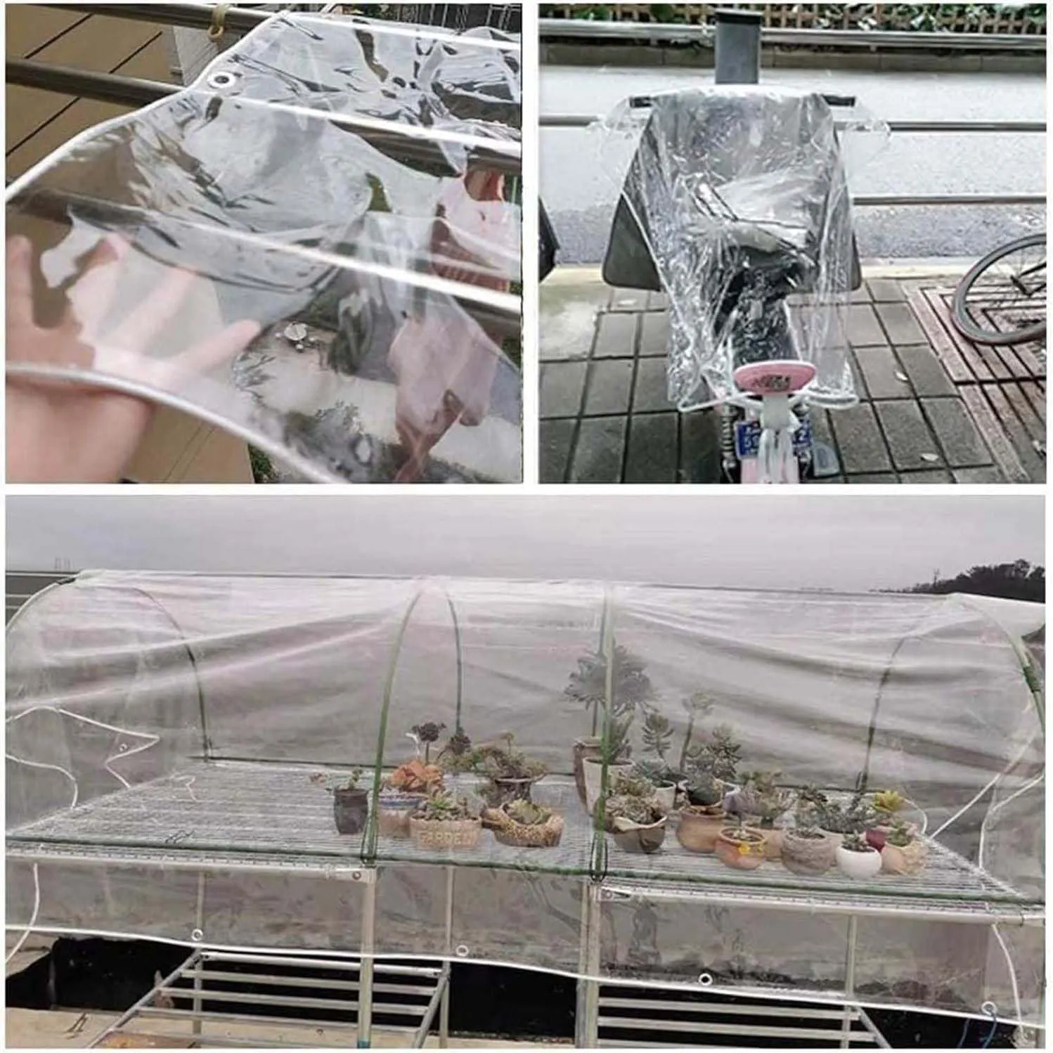 Clear PVC Tarps 1.6x23.0ft, Clear Tarpaulin Cover, Transparent Tarp with Grommets, Waterproof Outdoor Heavy Duty Tarpaulins, Ripstop, for Greenhouse, Patio, Porches