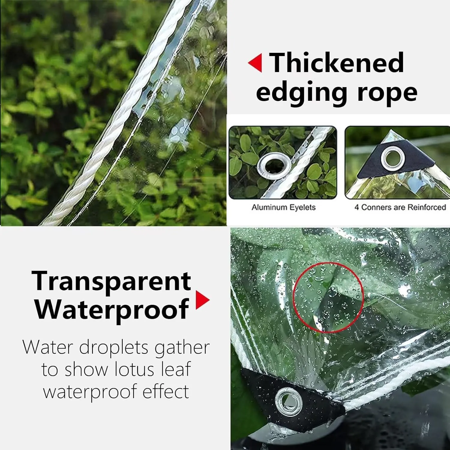 Clear Tarp, 4 x 10 FT Clear Tarps with Grommets, 14 Mil Thick Clear Tarps Heavy Duty Waterproof，Protects Against Water, Tear, Cold Weather Resistant for Balcony Garden，Patio ANG Porch