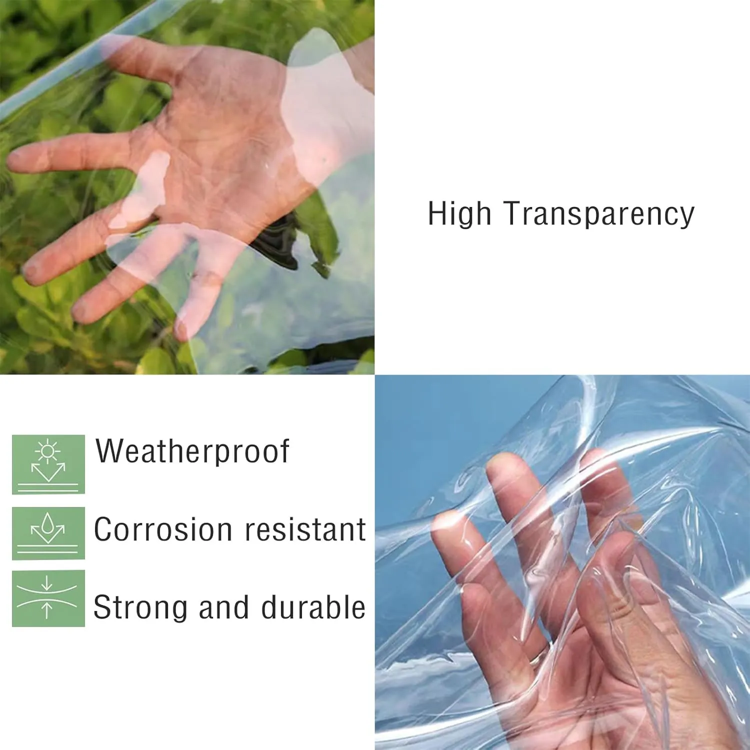 Clear Tarp, 4 x 10 FT Clear Tarps with Grommets, 14 Mil Thick Clear Tarps Heavy Duty Waterproof，Protects Against Water, Tear, Cold Weather Resistant for Balcony Garden，Patio ANG Porch
