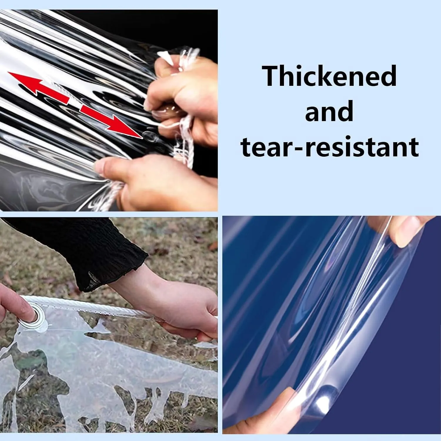Clear Tarp, 4 x 10 FT Clear Tarps with Grommets, 14 Mil Thick Clear Tarps Heavy Duty Waterproof，Protects Against Water, Tear, Cold Weather Resistant for Balcony Garden，Patio ANG Porch