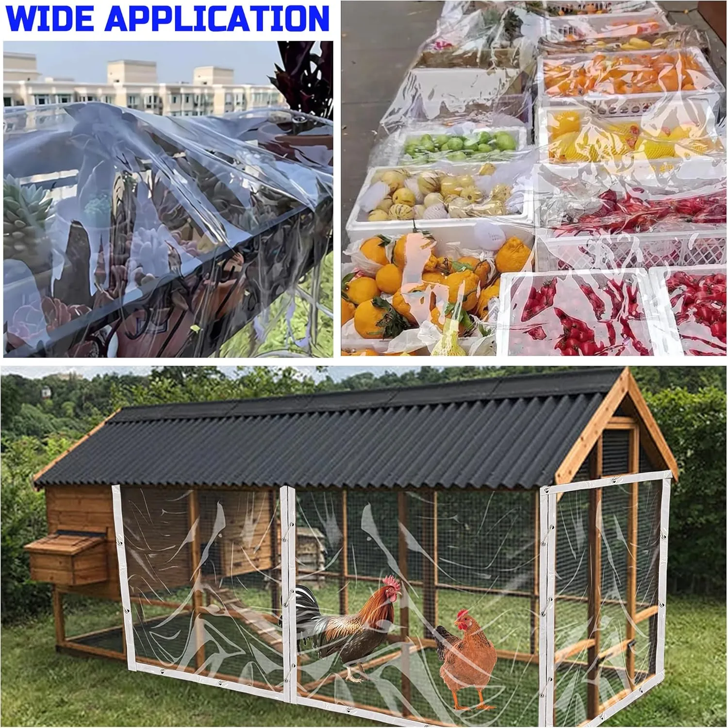 Clear Tarp 4 x 4FT, 20 Mil Clear Vinyl Tarp, Small Cover Plastic Sheeting with Grommets, Double-Stitched Reinforced Edges, Heavy Duty Tarps Waterproof and Tearproof