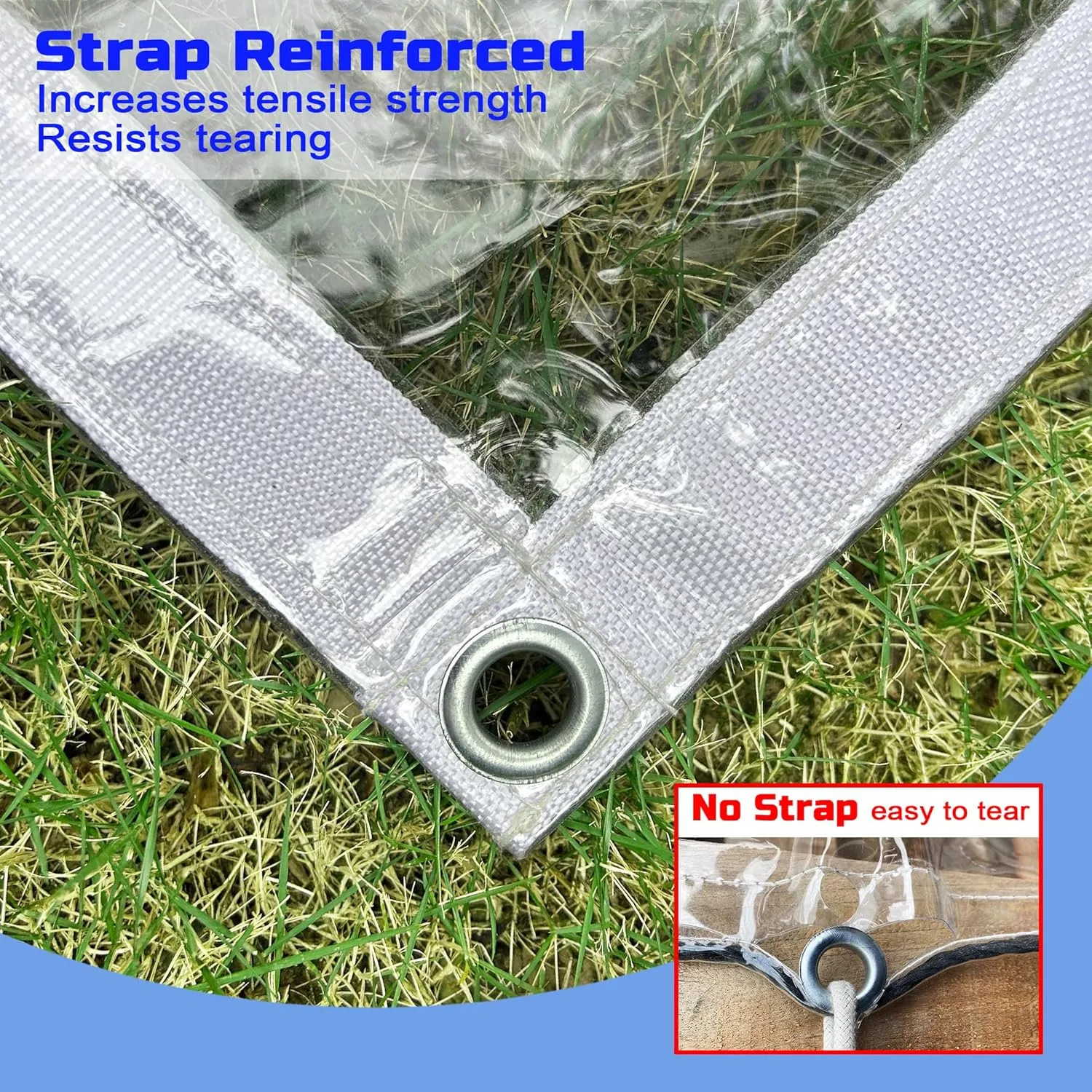 Clear Tarp 4 x 4FT, 20 Mil Clear Vinyl Tarp, Small Cover Plastic Sheeting with Grommets, Double-Stitched Reinforced Edges, Heavy Duty Tarps Waterproof and Tearproof