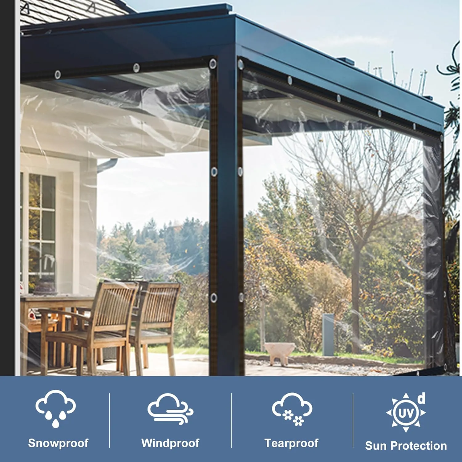 Clear Tarp Heavy-Duty Greenhouse Cover, UV-Resistant & Tear-Resistant, Durable Waterproof Material for Year-Round Plant Protection, 10x12 FT