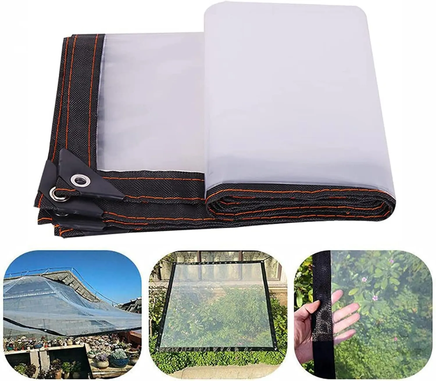 Clear Tarp Waterproof 7x13ft, Waterproof Tarpaulin, 100% UV & Weather Resistant Vinyl Coated PVC Tarps, Clear Poly Tarps with Grommets, Transparent Tarp Waterproof