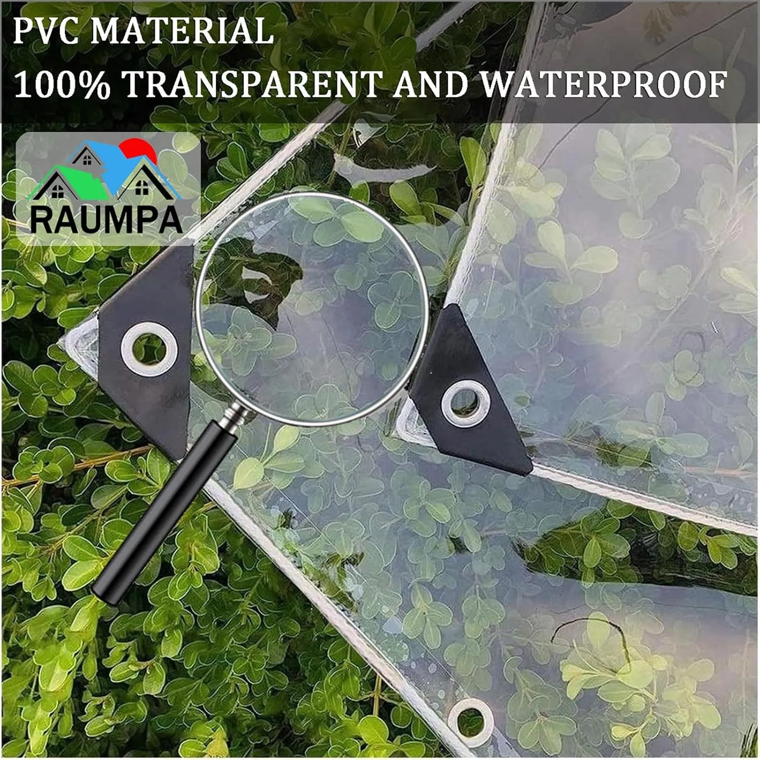 Clear Tarp with Grommets, 8x10 ft Tarps Waterproof Heavy Duty for Patio Greenhouse PVC Vinyl Plastic Transparent Tarpaulin Chicken Porch Pergola Balcony