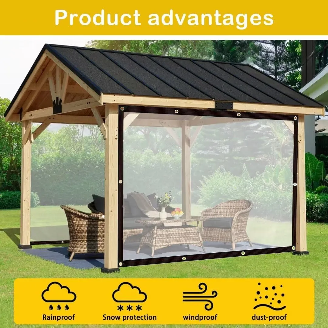 Clear Tarp with Grommets, 8x10ft Waterproof Tarp Transparent for Outdoors Anti-Tear for Covering Firewood Piles Patio Furniture Dog or Chicken Coops