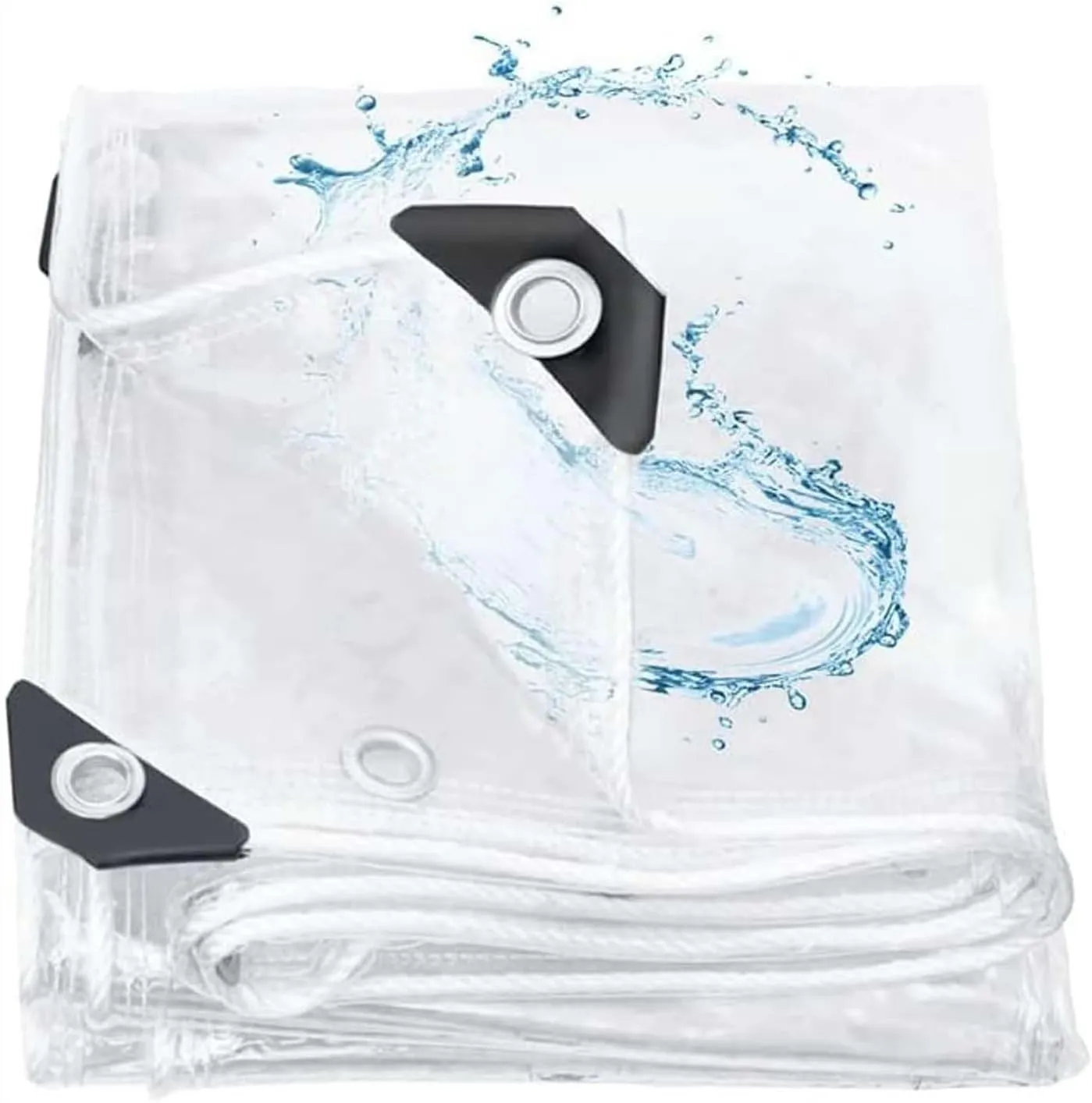 Clear Tarp with Grommets, Transparent Heavy Duty Water Resistant Tarp Cover with Reinforced Edge, 14Mil Thickened PVC Vinyl Tarpaulin for Outdoor