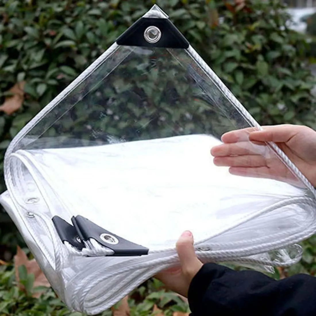 Clear Tarp with Grommets Transparent Heavy Duty Water Resistant Tarp Cover with Reinforced Edge 3.0x6.6ft, Thickened PVC Vinyl Tarpaulin for Patio
