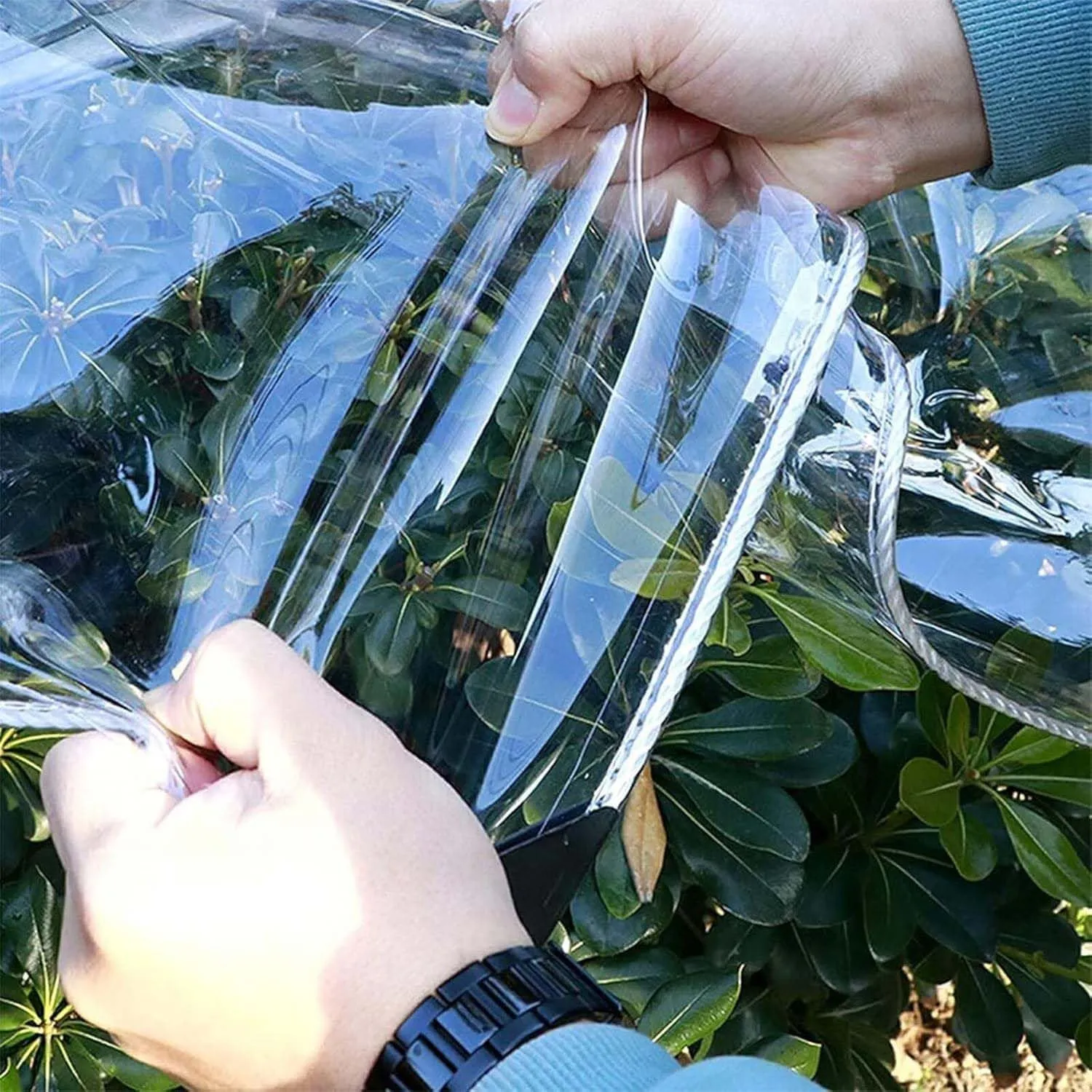 Clear Tarp with Grommets Transparent Heavy Duty Water Resistant Tarp Cover with Reinforced Edge 3.0x6.6ft, Thickened PVC Vinyl Tarpaulin for Patio