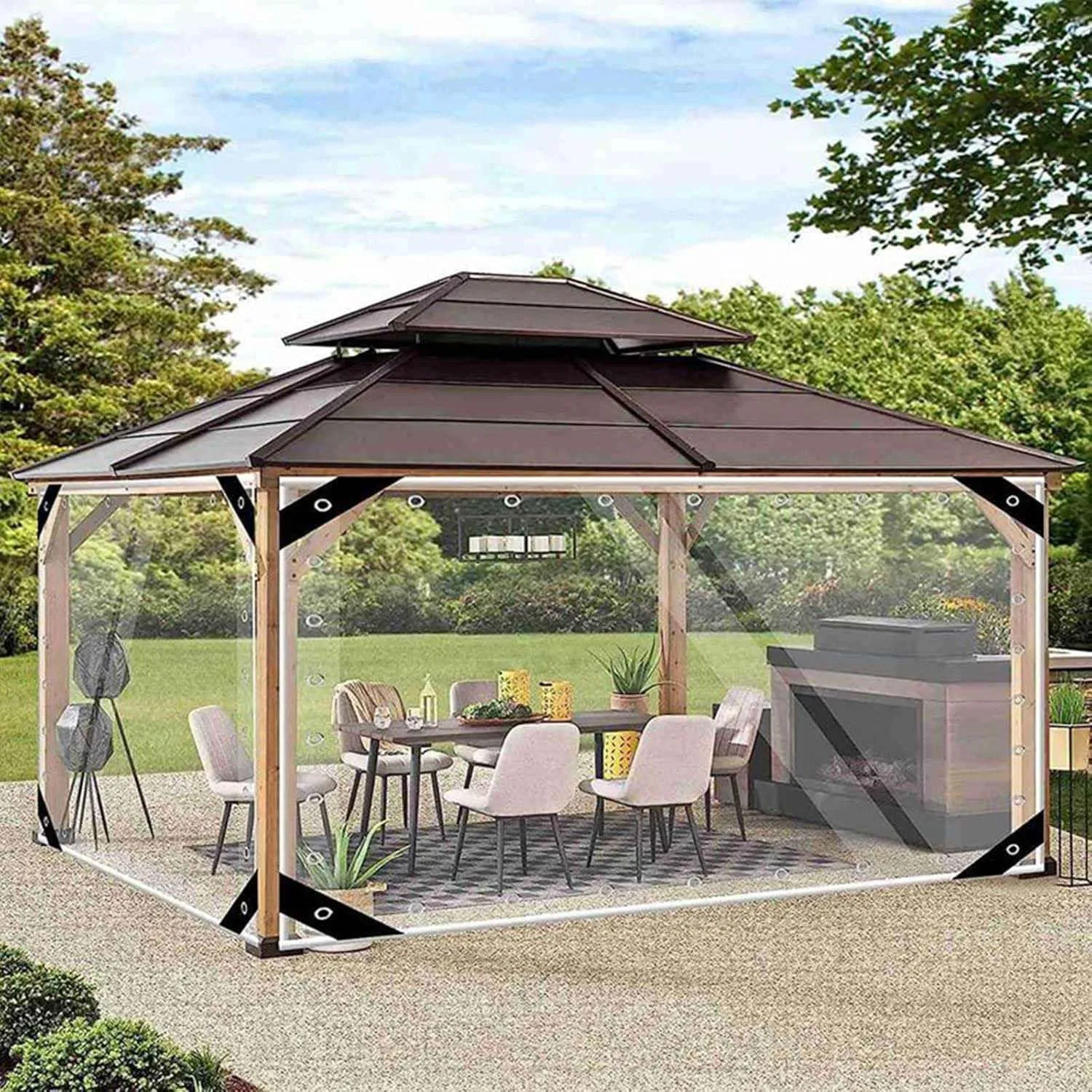 Clear Tarp with Grommets Transparent Heavy Duty Water Resistant Tarp Cover with Reinforced Edge 3.0x6.6ft, Thickened PVC Vinyl Tarpaulin for Patio