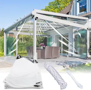 Clear Tarp5x7ft Clear Tarps with Grommets,14Mil Thickened Transparent Tear Resistant PVC Vinyl Tarpaulin Enclosure with Reinforced Edges,Clear Tarps Heavy Duty Waterproof for Patio,Porch and Outdoor