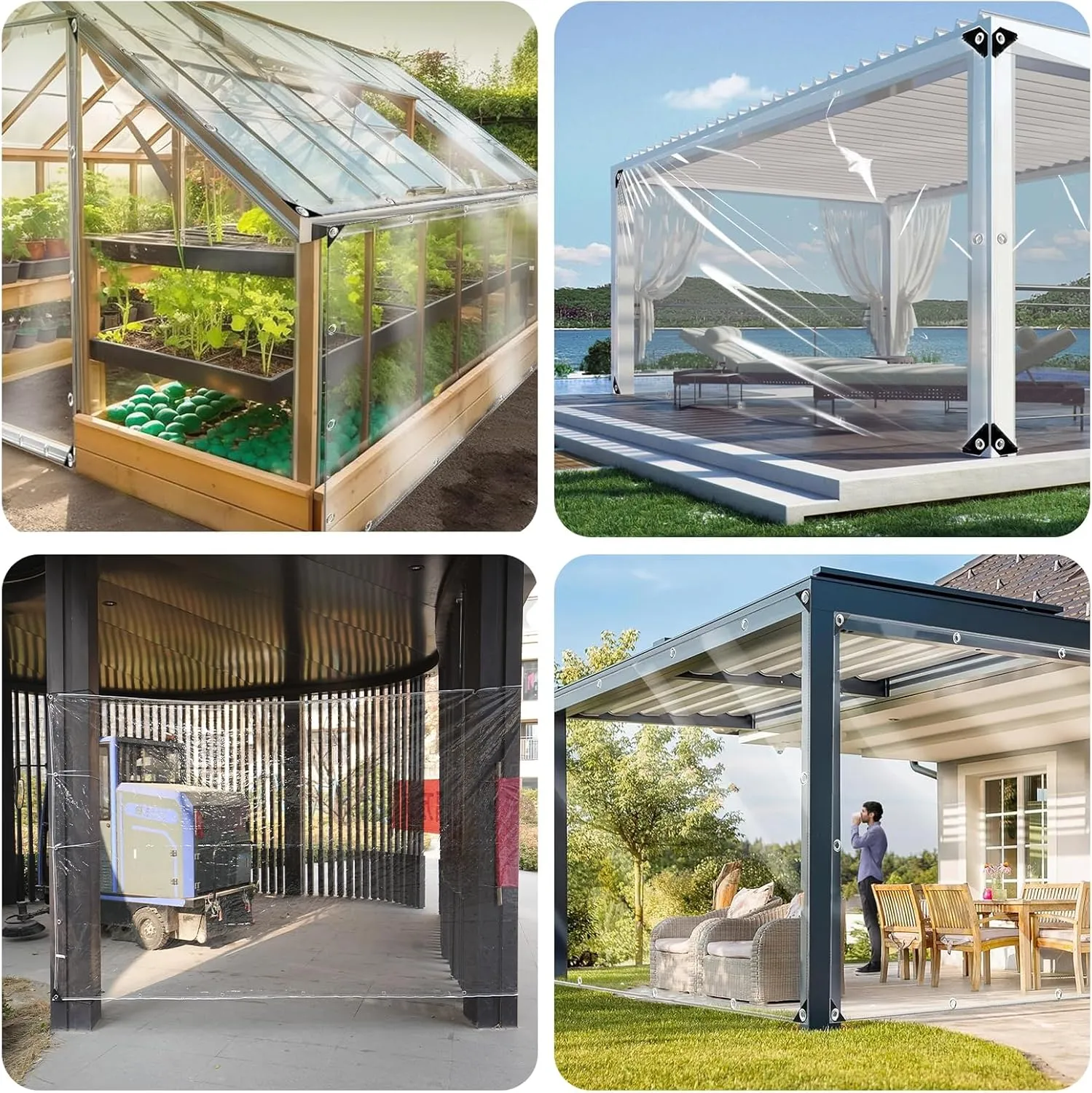 Clear Tarp5x7ft Clear Tarps with Grommets,14Mil Thickened Transparent Tear Resistant PVC Vinyl Tarpaulin Enclosure with Reinforced Edges,Clear Tarps Heavy Duty Waterproof for Patio,Porch and Outdoor