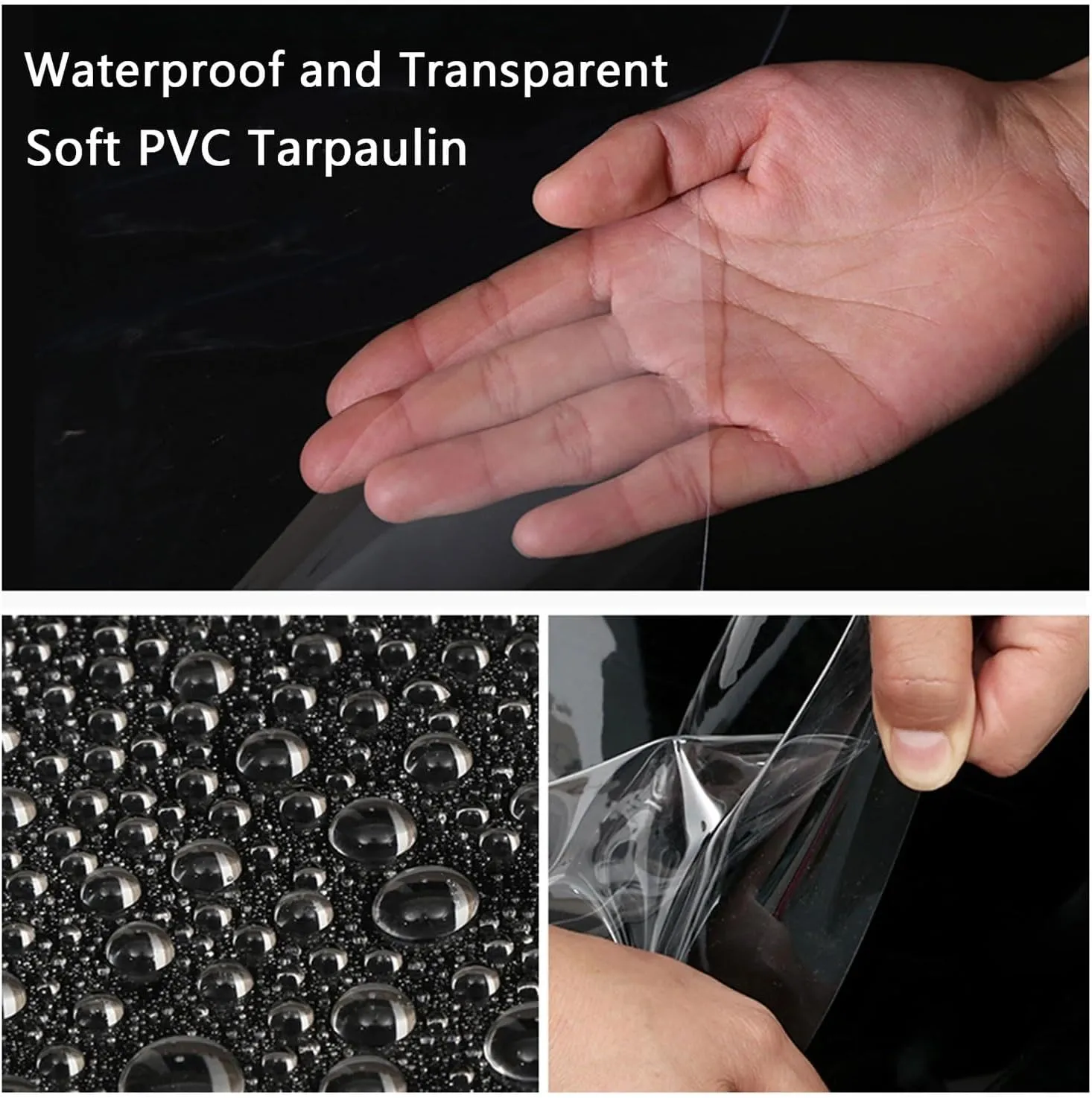 Clear Tarpaulin, Poly Tarp Heavy Duty Cover for Garden, Patio, Pool Cover, Boat, and Car Protection,Reinforced Corners and Rustproof Grommets(4x4m)