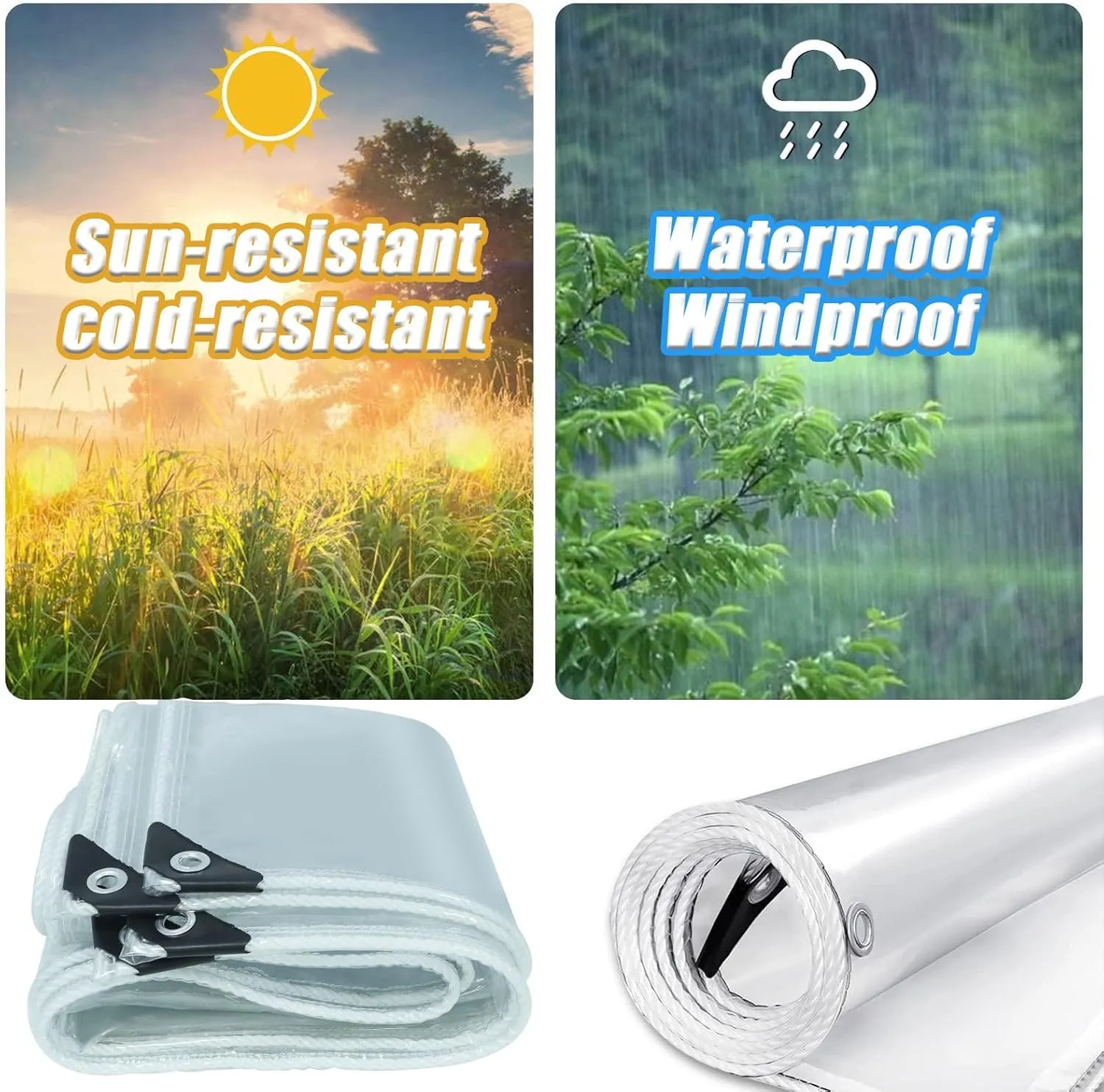 Clear Tarpaulin Waterproof Heavy Duty Transparent Tarpaulin Sheet with Eyelets Plastic Tarp Windproof Transparent Tarpaulin Cover Outdoor Transparent Tarp PVC Tarpaulin(10 * 15m/394 * 591in)