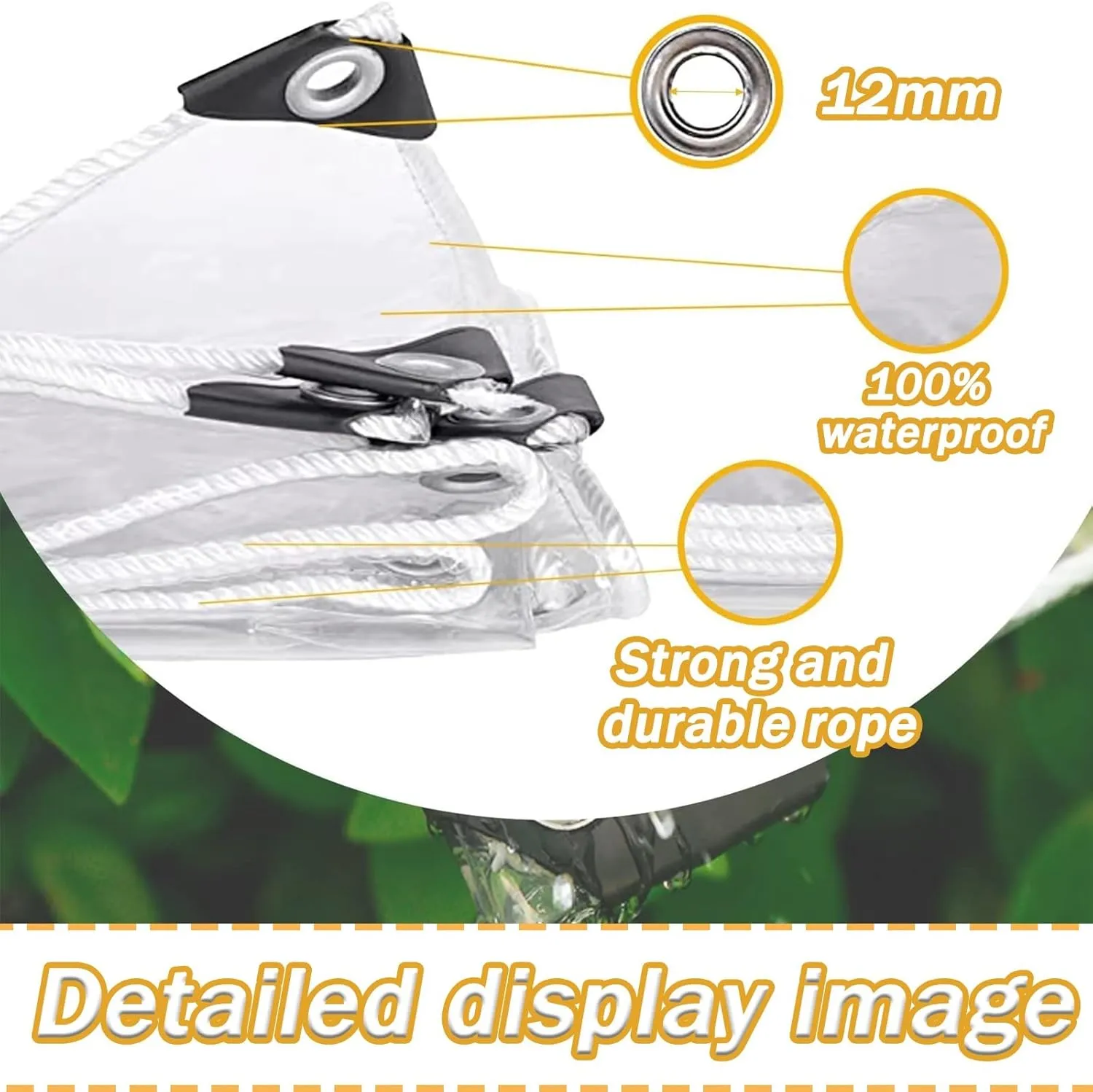 Clear Tarpaulin Waterproof Heavy Duty Transparent Tarpaulin Sheet with Eyelets Plastic Tarp Windproof Transparent Tarpaulin Cover Outdoor Transparent Tarp PVC Tarpaulin(10 * 15m/394 * 591in)