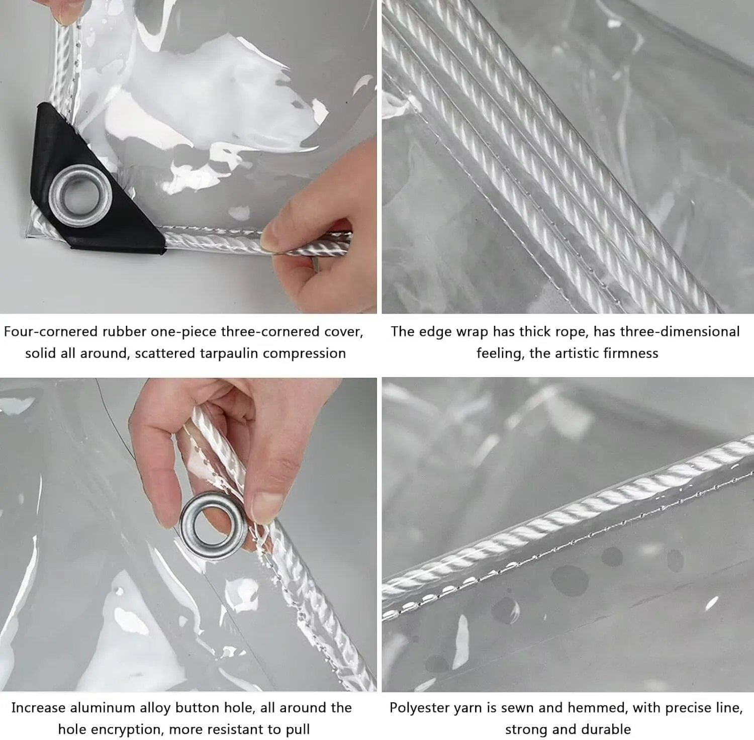 Clear Tarps Heavy Duty PVC, 14Mil Thickened Tear Resistant Waterproof PVC Vinyl Tarp，Protects Against Water,Tear, Cold Weather Resistan，for Patio,Porch and Outdoor（7' x 10'）