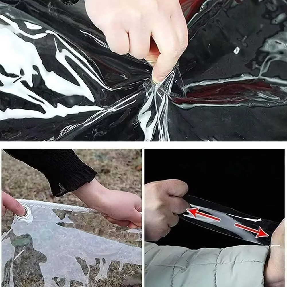 Clear Tarps Heavy Duty PVC, 14Mil Thickened Tear Resistant Waterproof PVC Vinyl Tarp，Protects Against Water,Tear, Cold Weather Resistan，for Patio,Porch and Outdoor（7' x 10'）