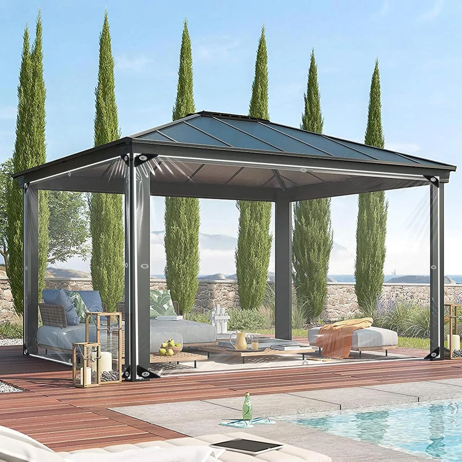 Clear Tarps Heavy Duty: PVC Thicken Transparent Tarpaulin Windproof Dustproof UV Resistant Rip and Tear All Purpose Tarp Cover with Reinforced Edge for Patio Waterproof Fabric 1-Pack
