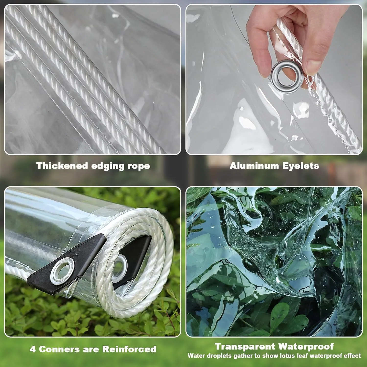 Clear Tarps Heavy Duty: PVC Thicken Transparent Tarpaulin Windproof Weather Proof UV Resistant Rip and Tear Durable Plastic Vinyl Tarp with Metal Grommets for Pavilion, Chicken,Porch 1-Pack