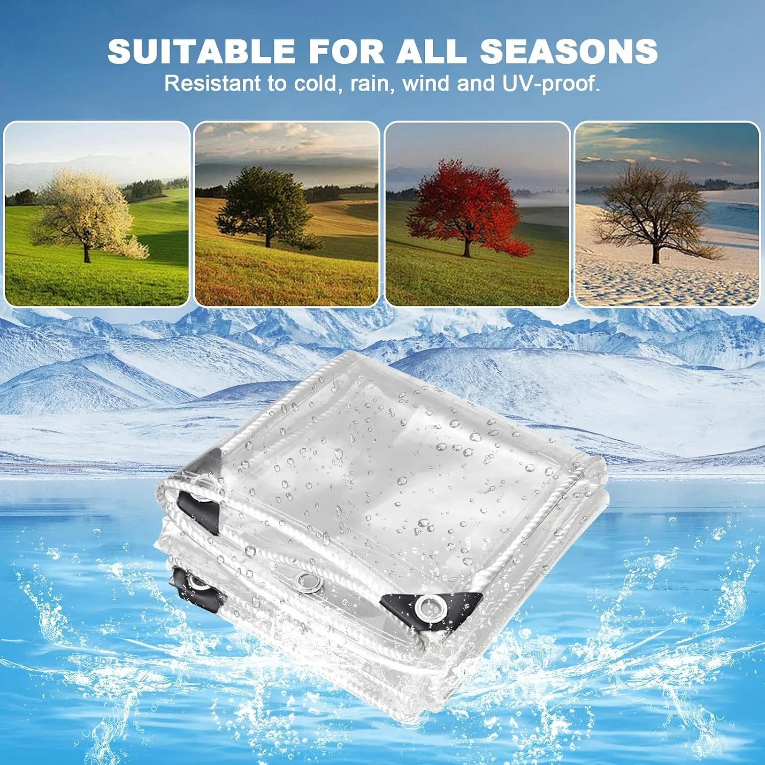 Clear Tarps Heavy Duty: PVC Thicken Transparent Tarpaulin Windproof Weather Proof UV Resistant Rip and Tear Durable Plastic Vinyl Tarp with Metal Grommets for Pavilion, Chicken,Porch 1-Pack