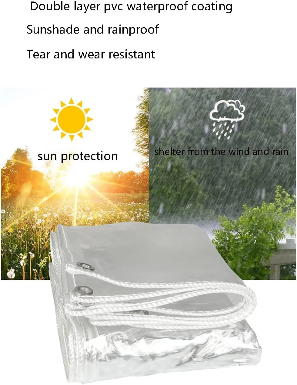 Clear Tarps in Multiple Sizes Transparent Tarpaulin Waterproof Tarpaulin 00% UV & Weather Resistant Vinyl Coated PVC Tarps/Perfect for Curtains (Color : Clear, Size : 3 * 10m)