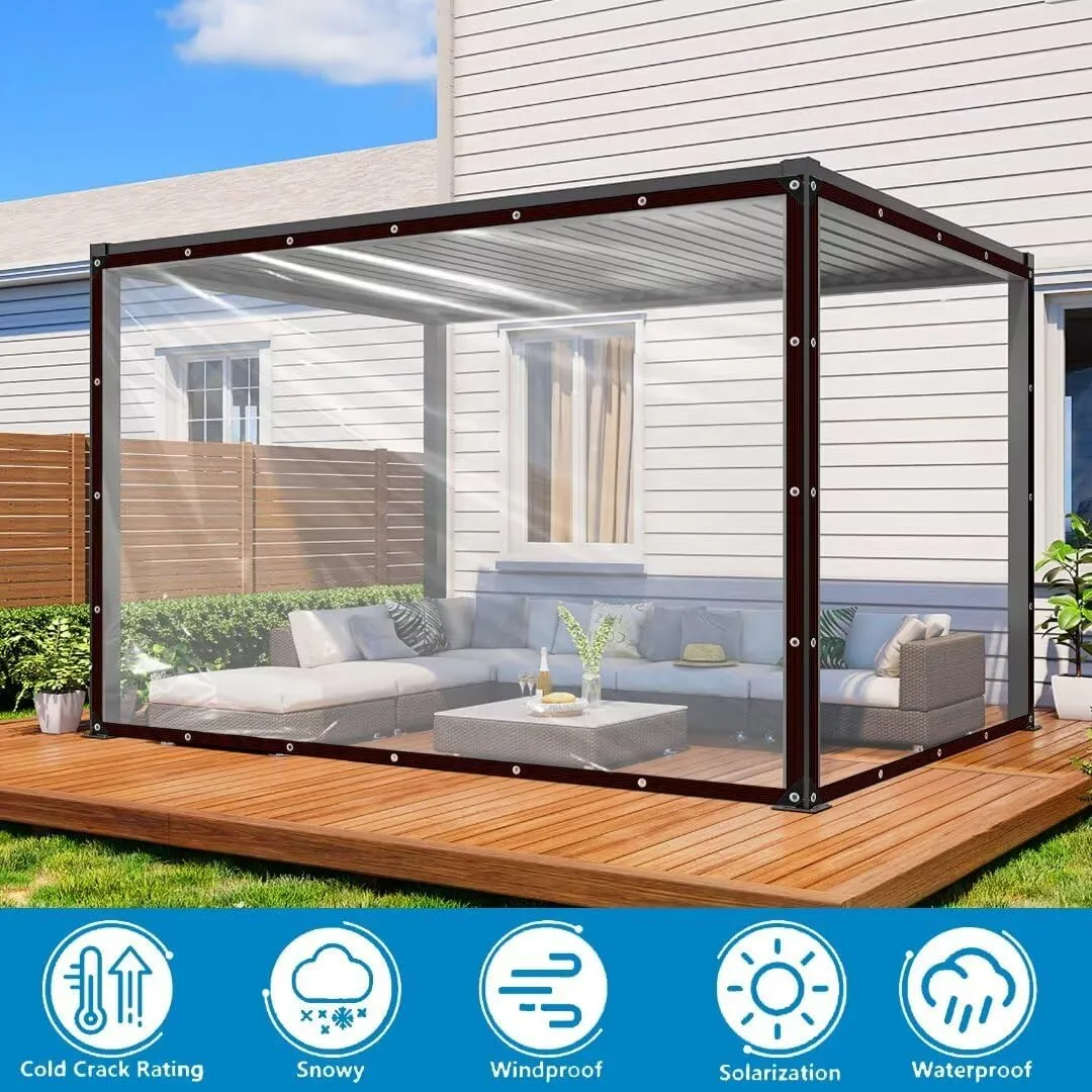 Clear Tarps with Grommets 7x12ft,Heavy Duty Waterproof Tarp Cover,Transparent PVC Vinyl Tarpaulin for Outdoor,Plant,Garden,Chicken Coop,Patio