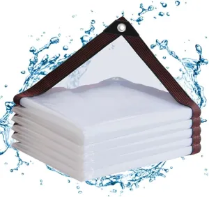 Clear Tarps with Grommets 7x12ft,Heavy Duty Waterproof Tarp Cover,Transparent PVC Vinyl Tarpaulin for Outdoor,Plant,Garden,Chicken Coop,Patio