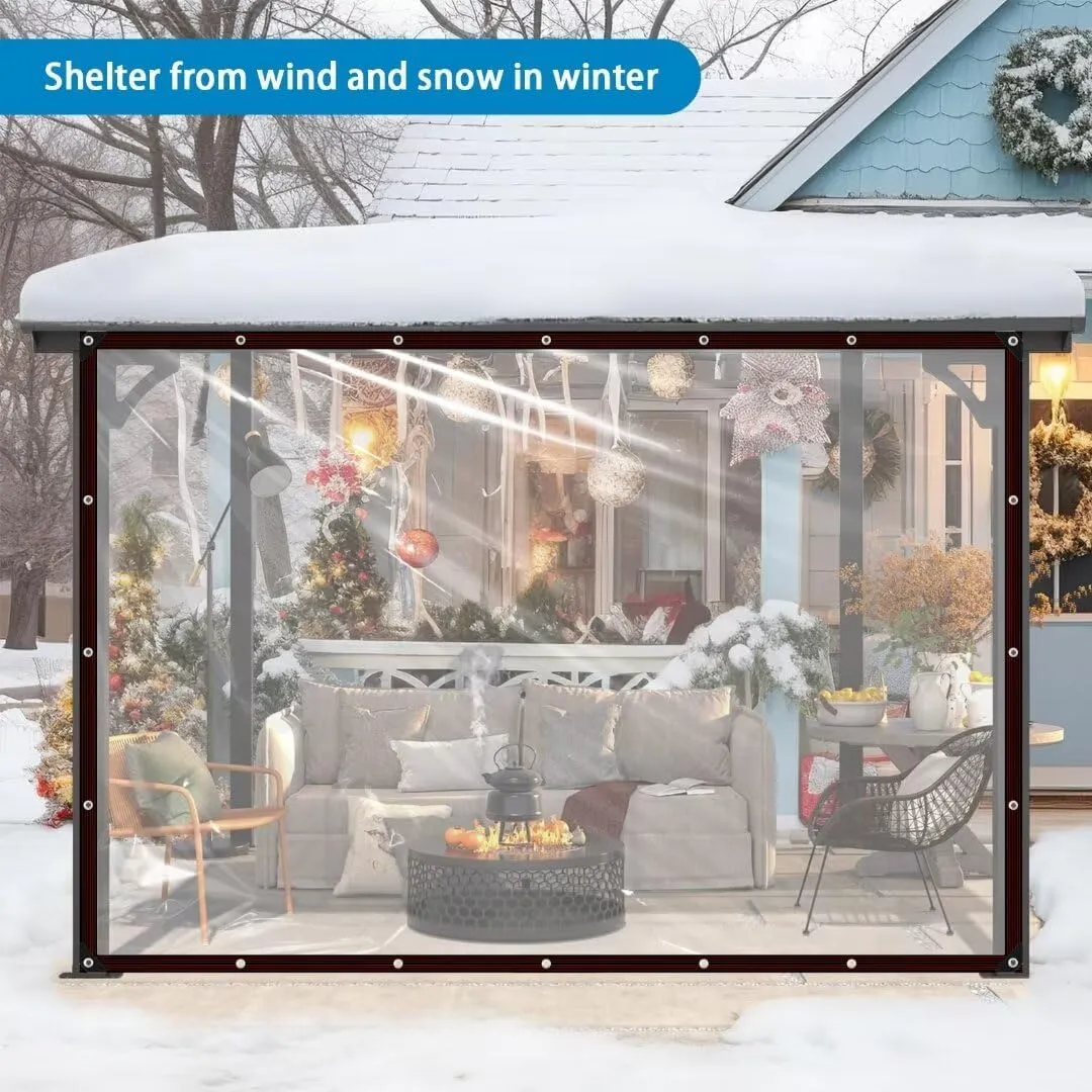 Clear Tarps with Grommets 7x12ft,Heavy Duty Waterproof Tarp Cover,Transparent PVC Vinyl Tarpaulin for Outdoor,Plant,Garden,Chicken Coop,Patio