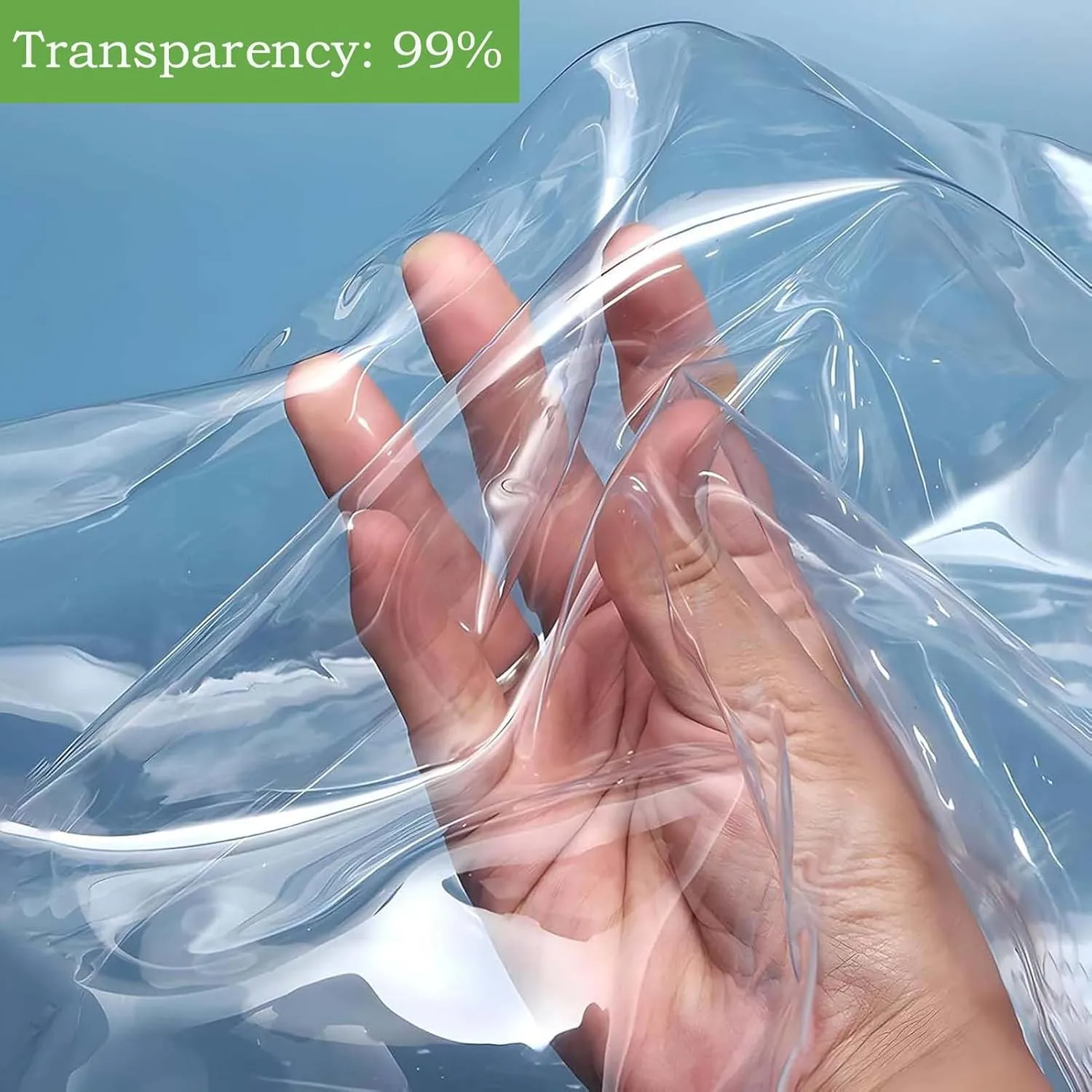 Clear Transparent PVC Heavy Duty Tarps 1.6x9.8ft, Outdoor Waterproof Clear Tarp with Grommets, Clear Tarps Windproof, Rainproof, for Greenhouse, Patio, Porches