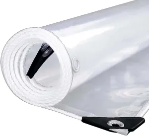 Clear Transparent PVC Heavy Duty Tarps 1.6x9.8ft, Outdoor Waterproof Clear Tarp with Grommets, Clear Tarps Windproof, Rainproof, for Greenhouse, Patio, Porches